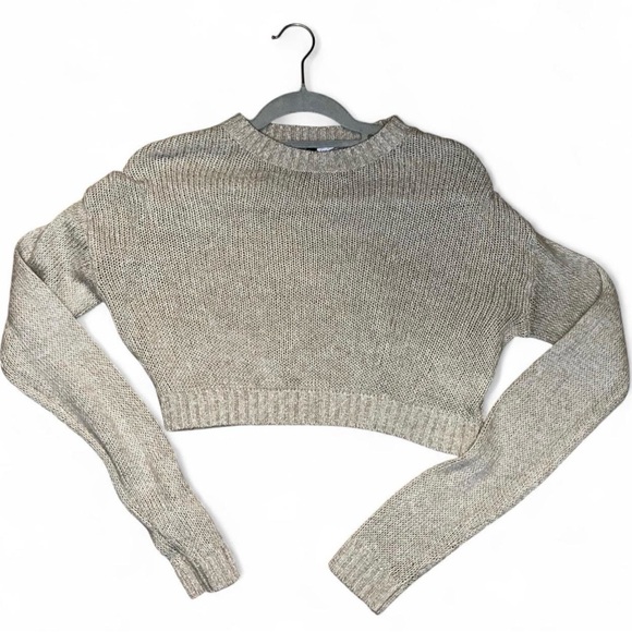 Divided Sweaters - Divided Beige Knit Cropped Sweater